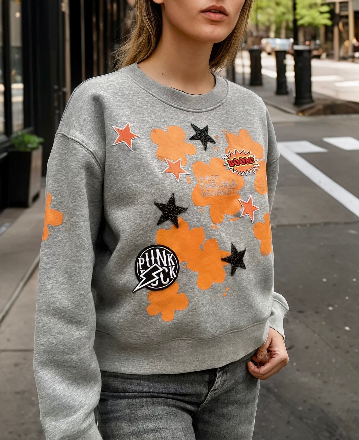 Floral and Badge Sweatshirt